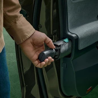 Sustainable umbrella in the driver’s door