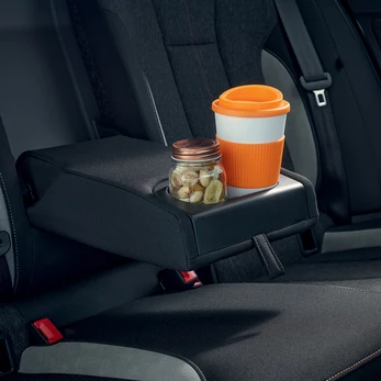 Armrest with two cup holders