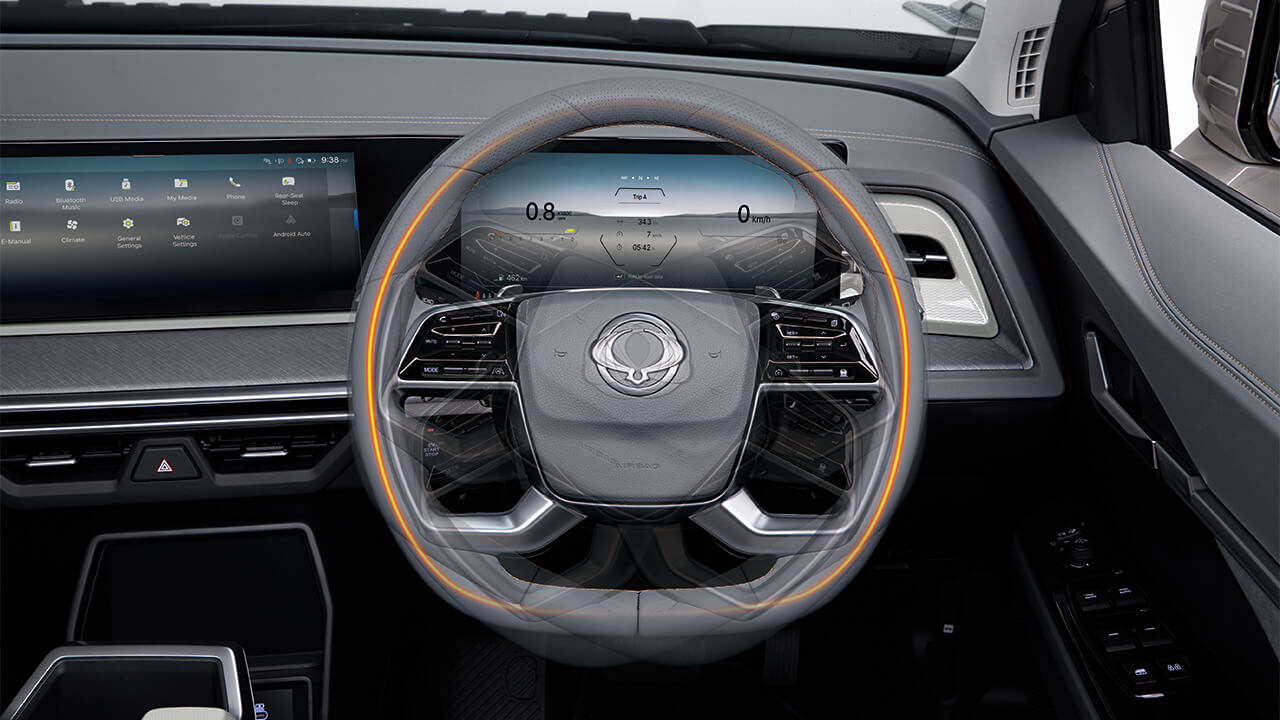 Heated leather steering wheel