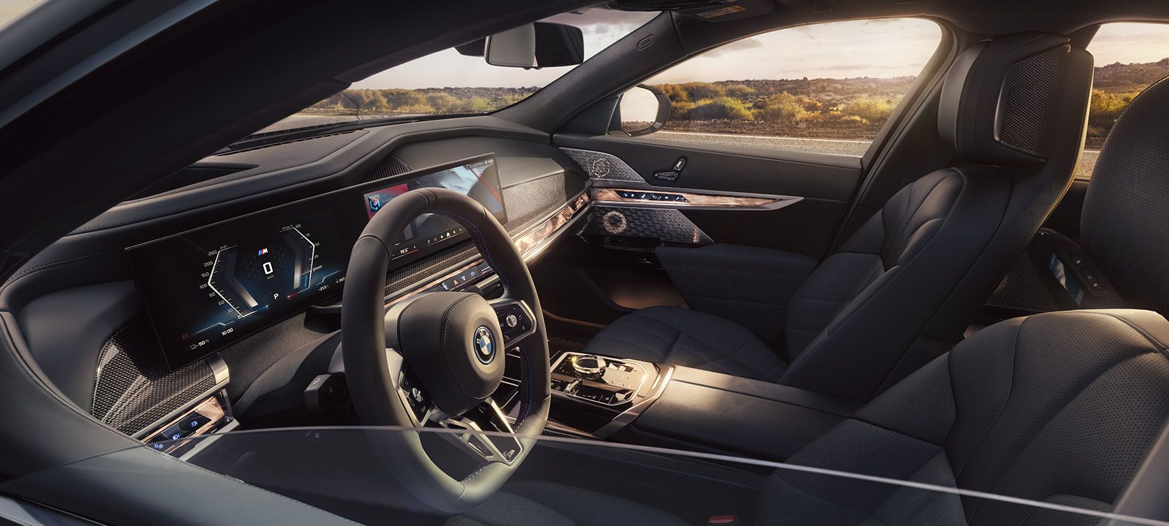 THE INTERIOR DESIGN OF THE BMW i7 M70 xDRIVE.