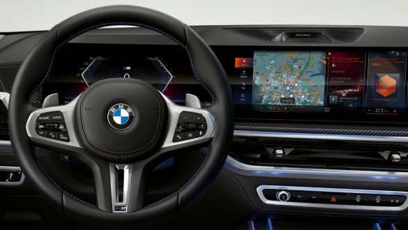 M leather steering wheel.