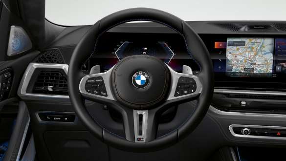  M leather steering wheel.