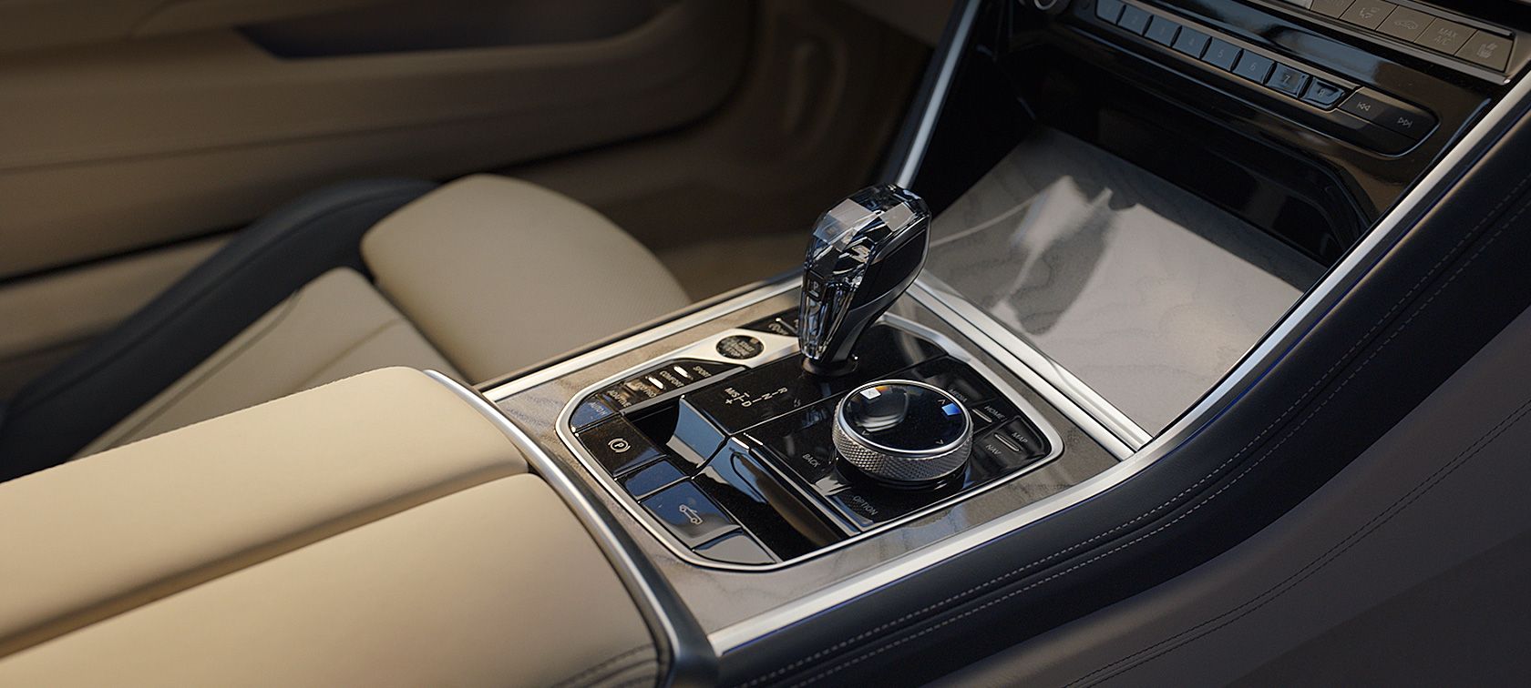 INTERIOR HIGHLIGHTS OF THE BMW 8 SERIES CONVERTIBLE.