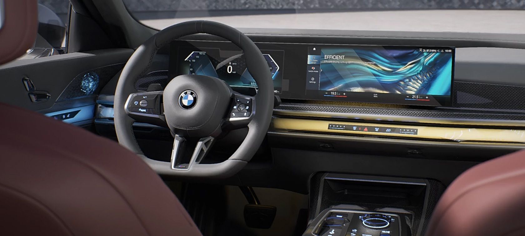 THE INTERIOR DESIGN OF THE BMW 7 SERIES SEDAN.