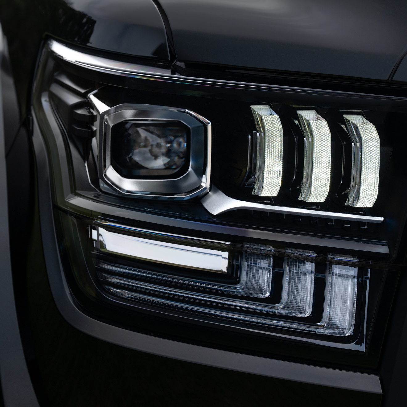 Square LED Headlight  Creates brighter visibility with a sense of style and sophistication